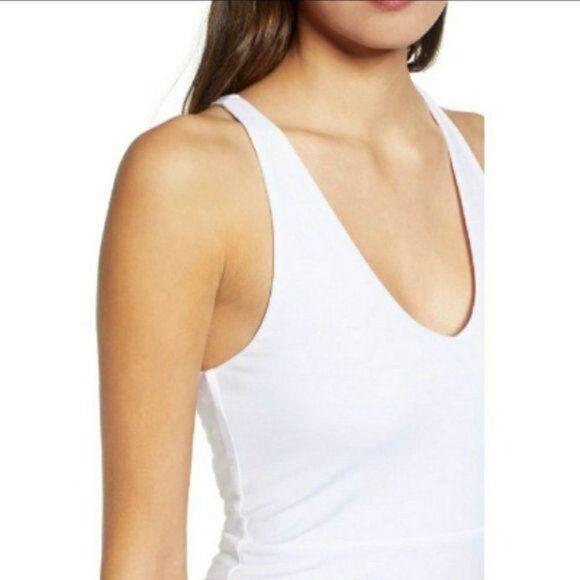 Leith Womens Dress White M Stretch Body Con Mini Racerback Tank Dress New - Picture 7 of 7